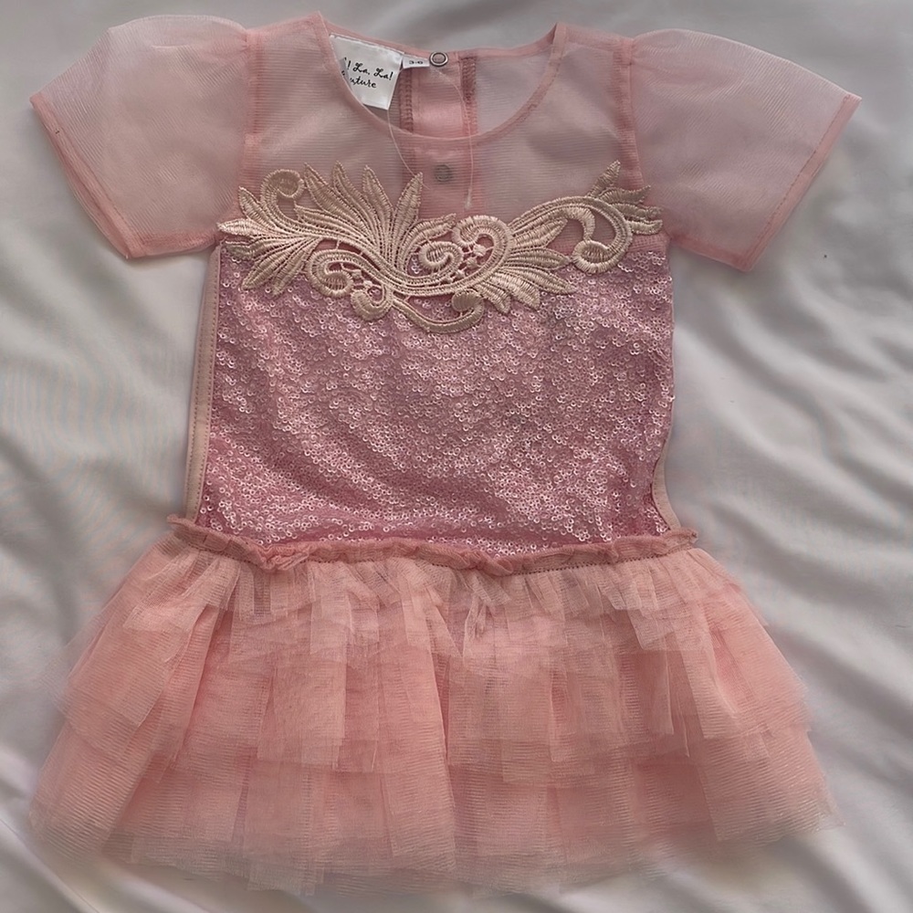 Ooh La, La! Couture Pink sequined Onesie. Size 3-6 mo. Never worn.